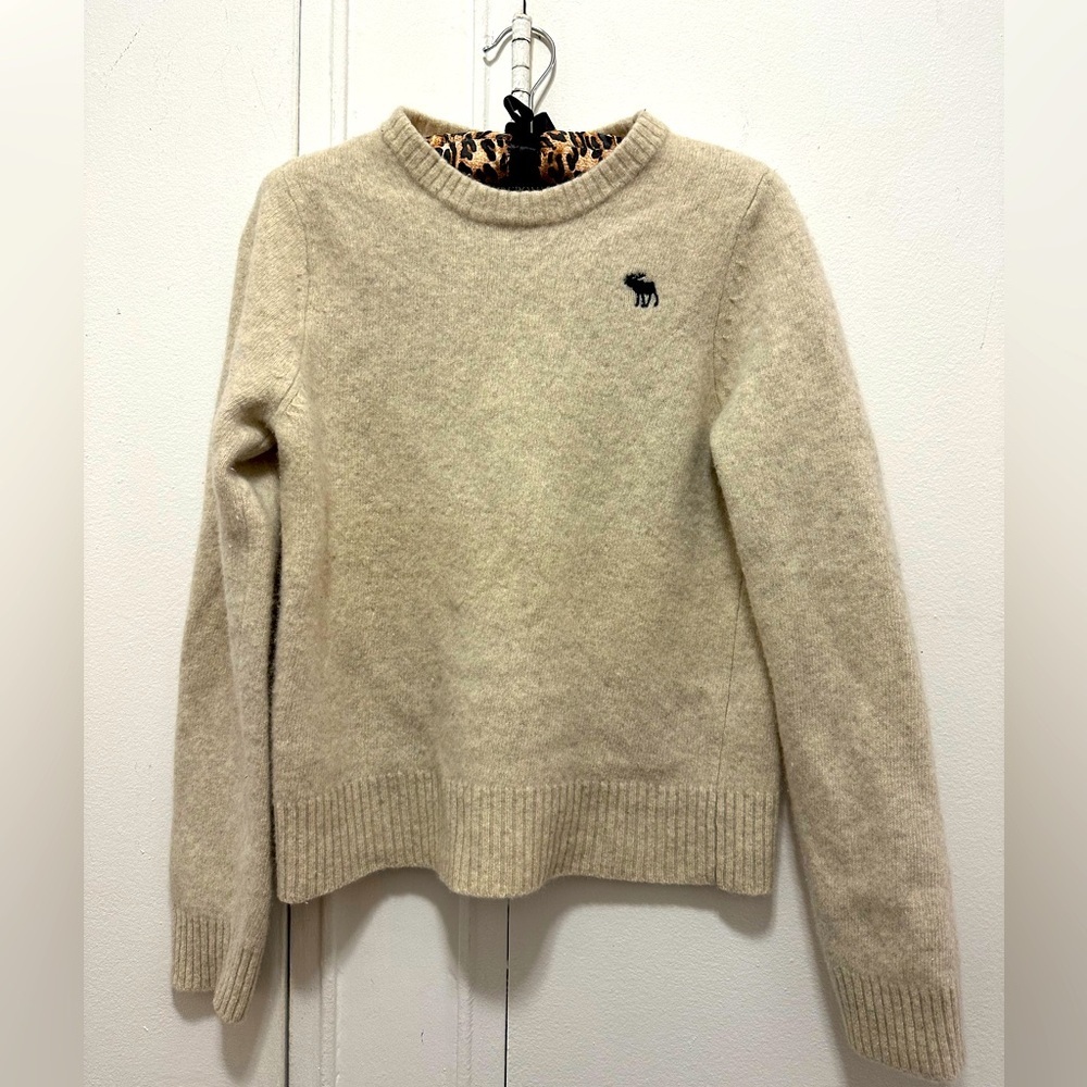 Abercrombie & Fitch Crewneck Cashmere Blend Pullover Small Beige
